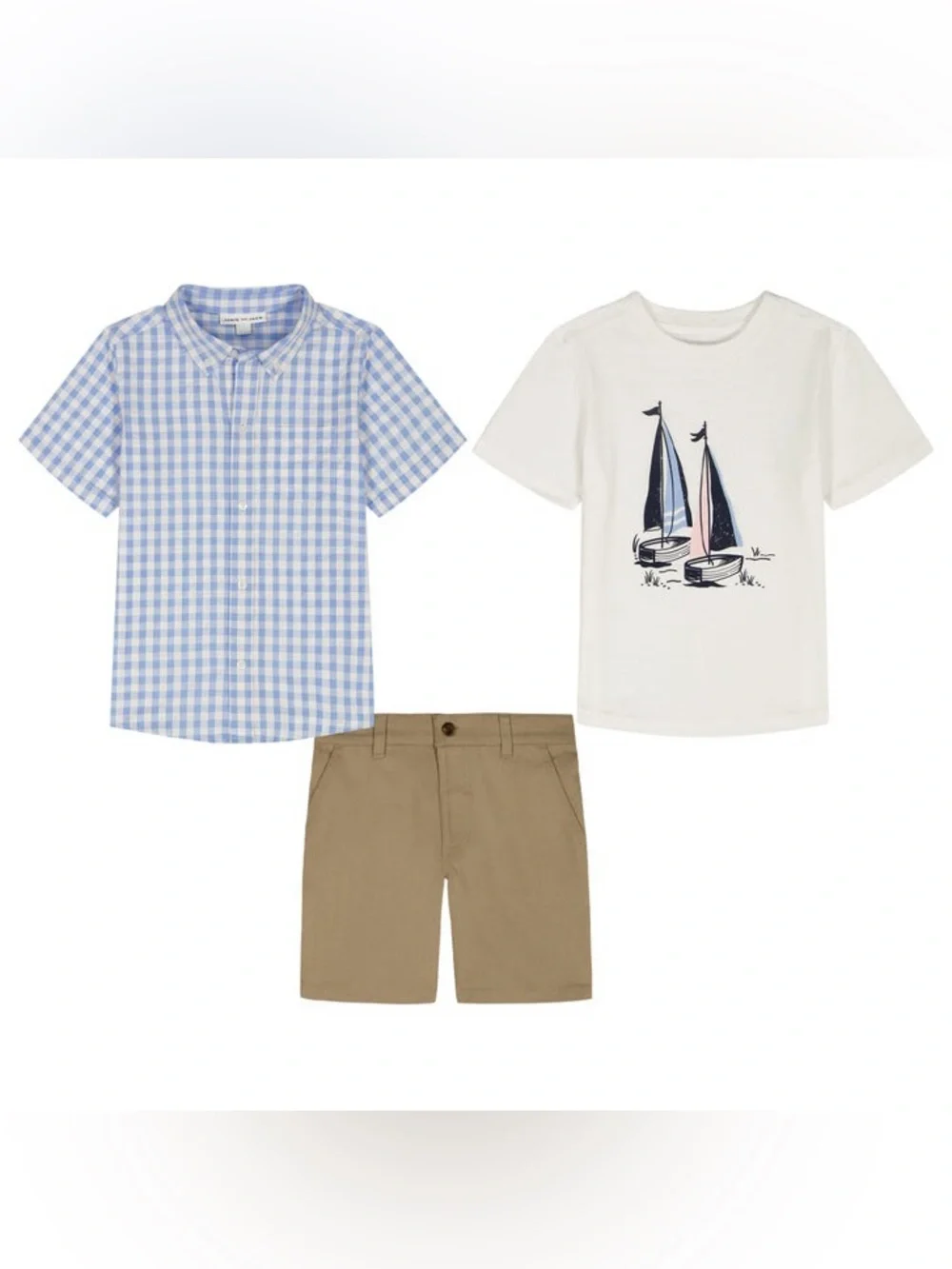 New Janie &Jack Kids Boys 3-Piece Tan Shorts Set Size 4T